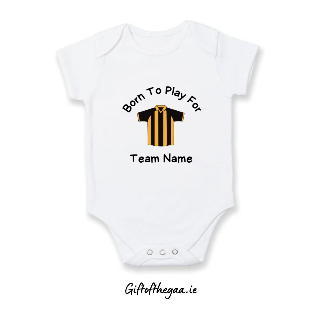 NEW Personalised GAA Baby Vest Vertical Stripe Jersey Gift of the Gaa