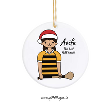 Load image into Gallery viewer, Camogie Player Decoration with Santa Hat / Horizontal Stripe Jersey
