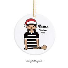 Load image into Gallery viewer, Camogie Player Decoration with Santa Hat / Horizontal Stripe Jersey