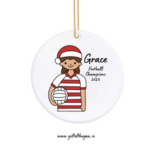 Load image into Gallery viewer, Ladies Footballer with Santa Hat / Horizontal Stripe