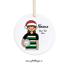 Load image into Gallery viewer, Ladies Footballer with Santa Hat / Horizontal Stripe