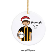 Load image into Gallery viewer, Footballer Decoration with Santa Hat / Vertical Stripe Jersey