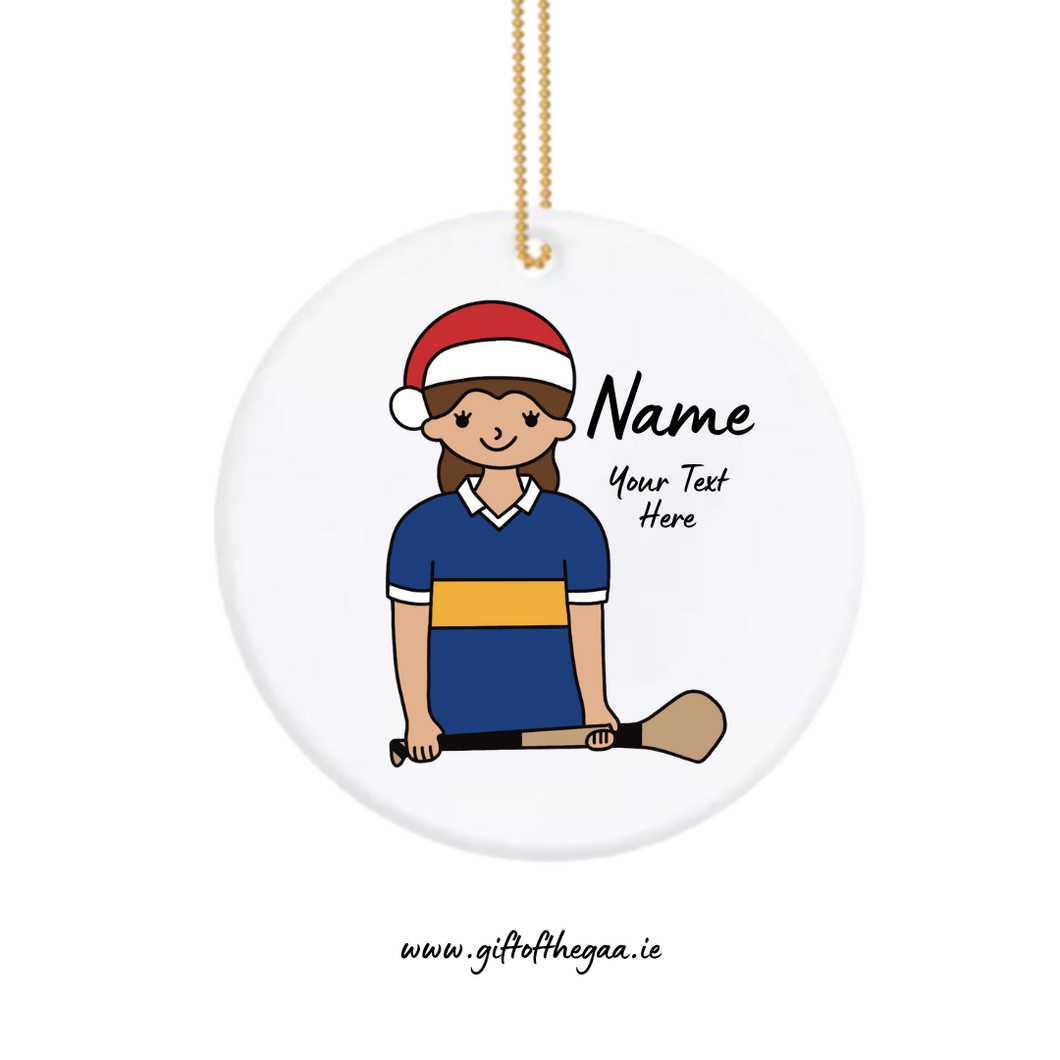 Camogie Player Decoration with Santa Hat / Band Jersey