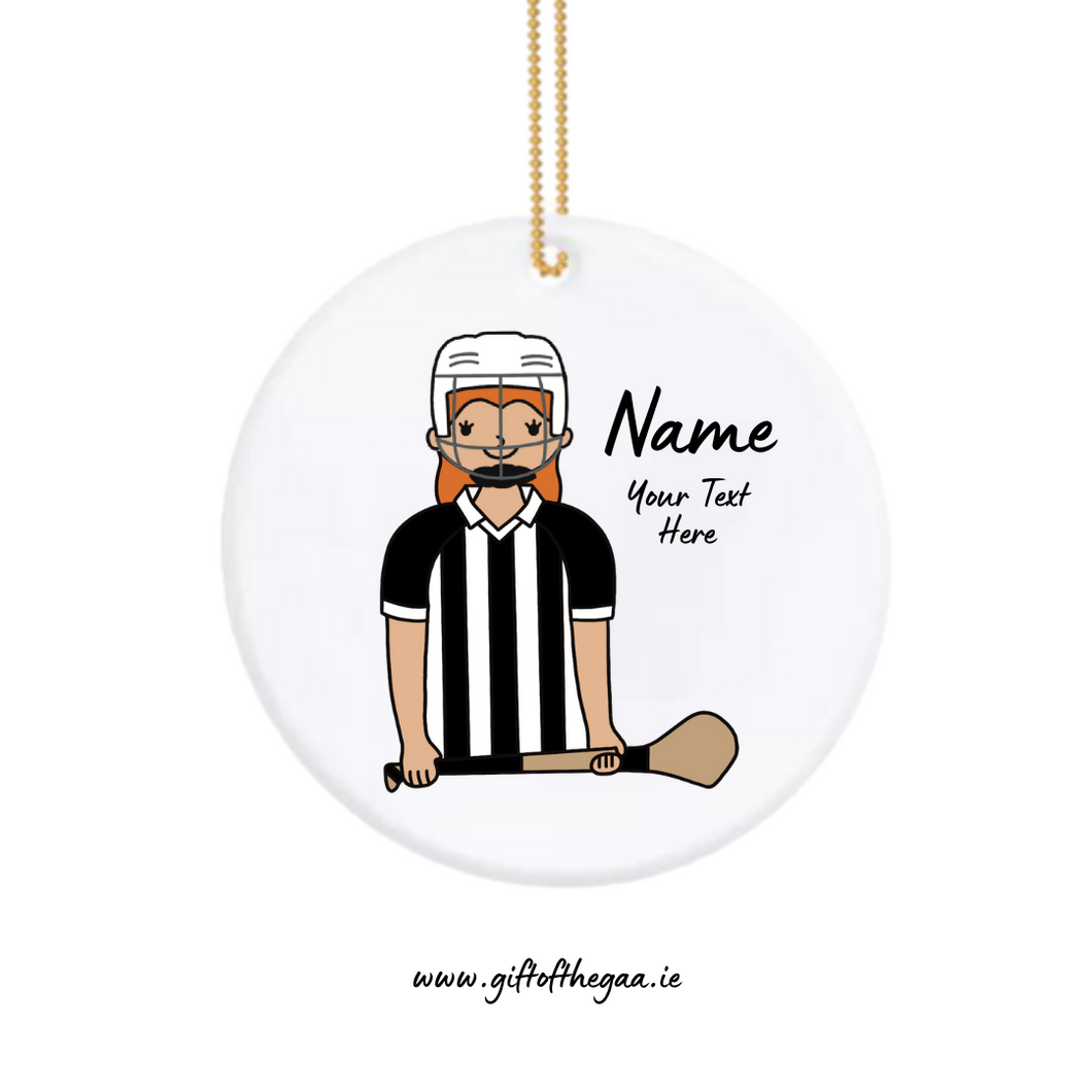 Camogie Player Decoration with Helmet / Vertical Stripe Jersey