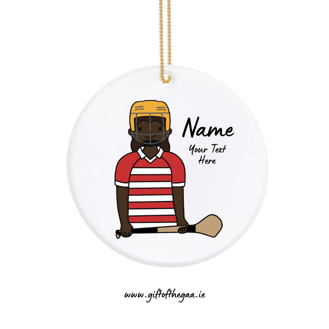 Camogie Player Decoration with Helmet / Horizontal Stripe Jersey