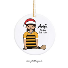 Load image into Gallery viewer, Camogie Player Decoration with Santa Hat / Horizontal Stripe Jersey
