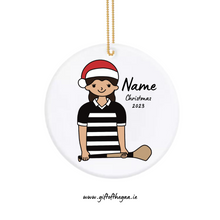 Load image into Gallery viewer, Camogie Player Decoration with Santa Hat / Horizontal Stripe Jersey
