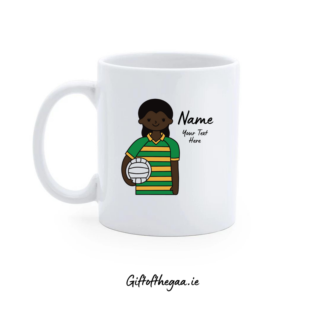 Ladies Footballer Mug / Horizontal Stripe Jersey