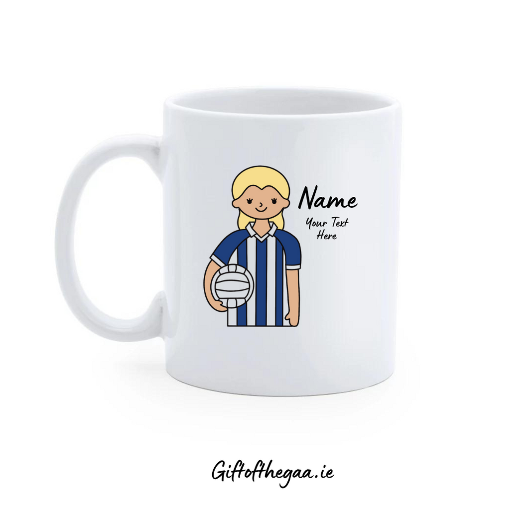 Ladies Footballer Mug / Vertical Stripe Jersey