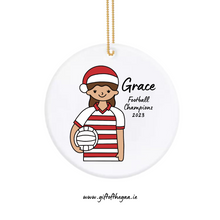 Load image into Gallery viewer, Ladies Footballer with Santa Hat / Horizontal Stripe
