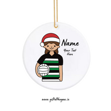 Load image into Gallery viewer, Ladies Footballer with Santa Hat / Horizontal Stripe
