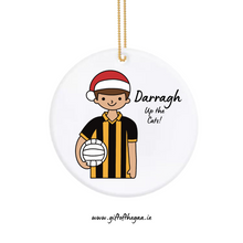 Load image into Gallery viewer, Footballer Decoration with Santa Hat / Vertical Stripe Jersey
