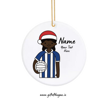 Load image into Gallery viewer, Ladies Footballer with Santa Hat / Vertical Stripe Jersey
