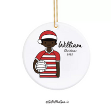 Load image into Gallery viewer, Footballer Decoration with Santa Hat / Horizontal Stripe Jersey
